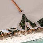 Sekey 220 cm wooden parasol with valance, sun protection UV50+